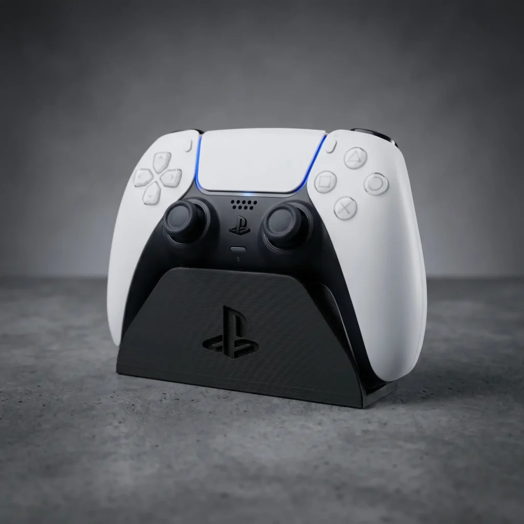 Soporte para mando de PlayStation 5 impreso en 3D con logotipo PlayStation